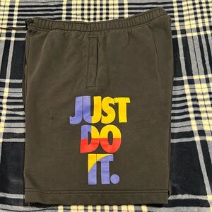 Nike Sportswear sweat pant fleece inside shorts Large Black w/ Just Do It